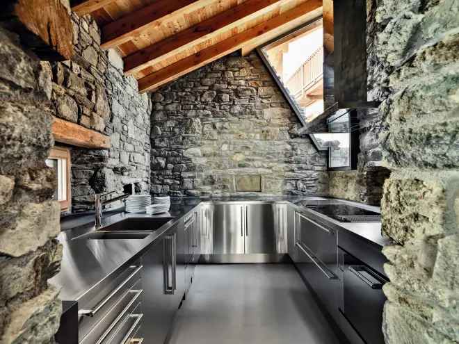 stainless steel outdoor kitchen on patio